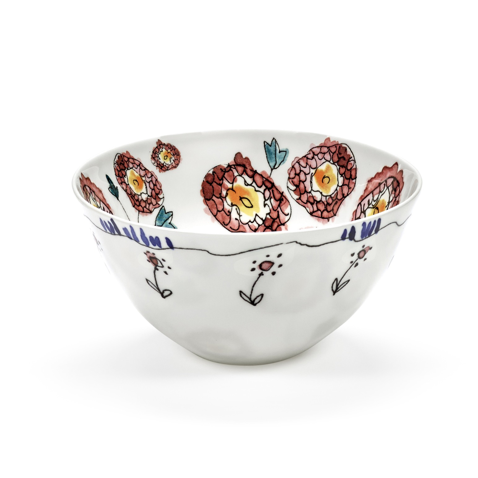 Marni Midnight Flowers Medium Bowl Set Of 2 - Anemone Milk